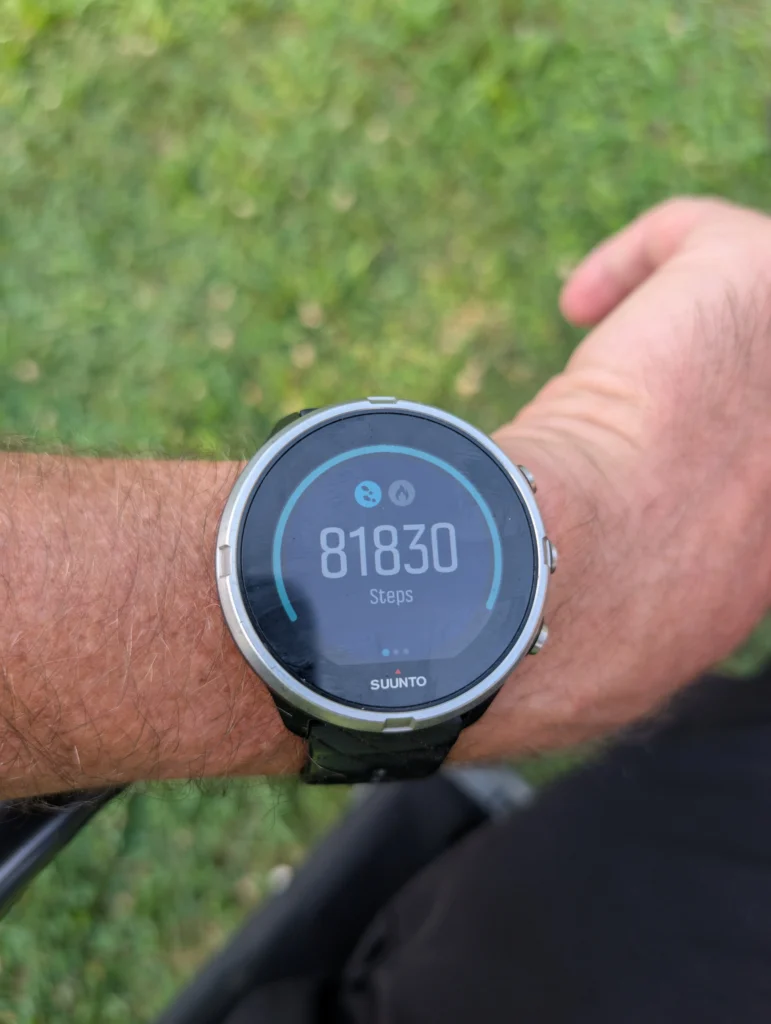 My running watch showing 81,830 steps